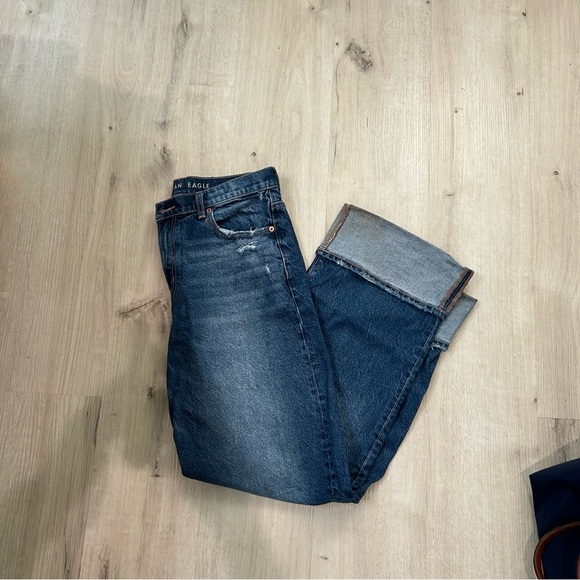 American Eagle Outfitters Cuffed Stovepipe Dark Blue Jeans - Picture 5 of 5